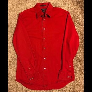 Express Men’s Stretch Button Down Shirt, Red, Sz L
